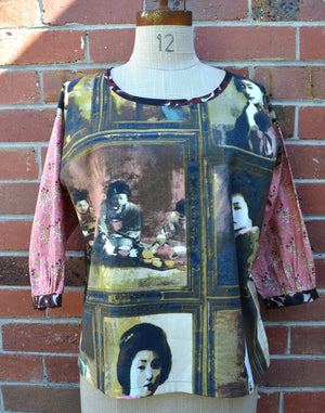 Women's Handmade Cotton Top - Geisha Tea Party