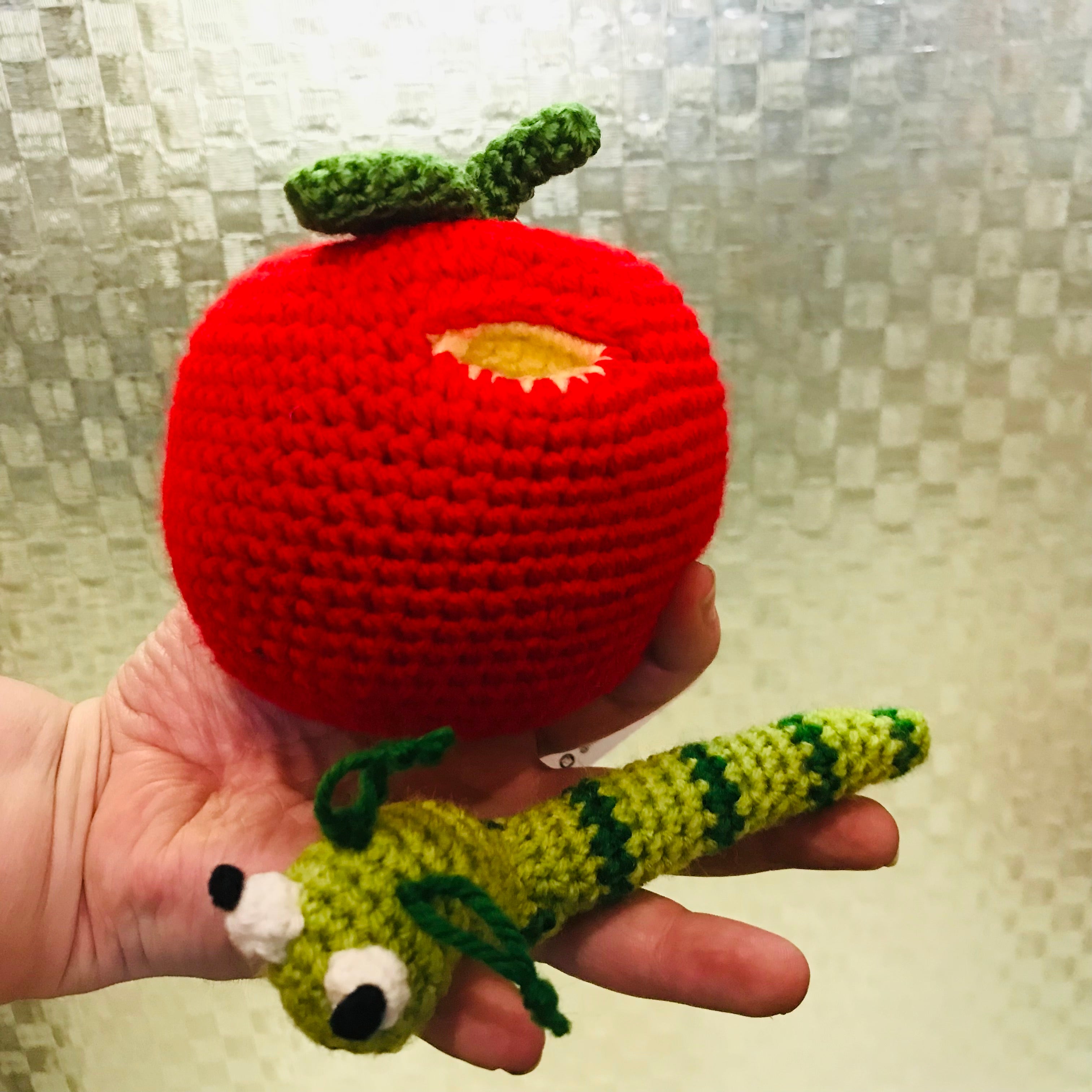 Apple & Worm Crochet Toy