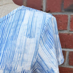 Women's Handmade Organic Cotton Tee - Blue lines