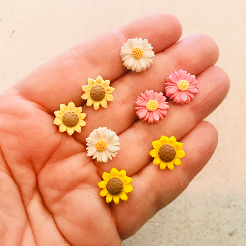 Floral Polymer Clay Mini Flower Stud Earrings