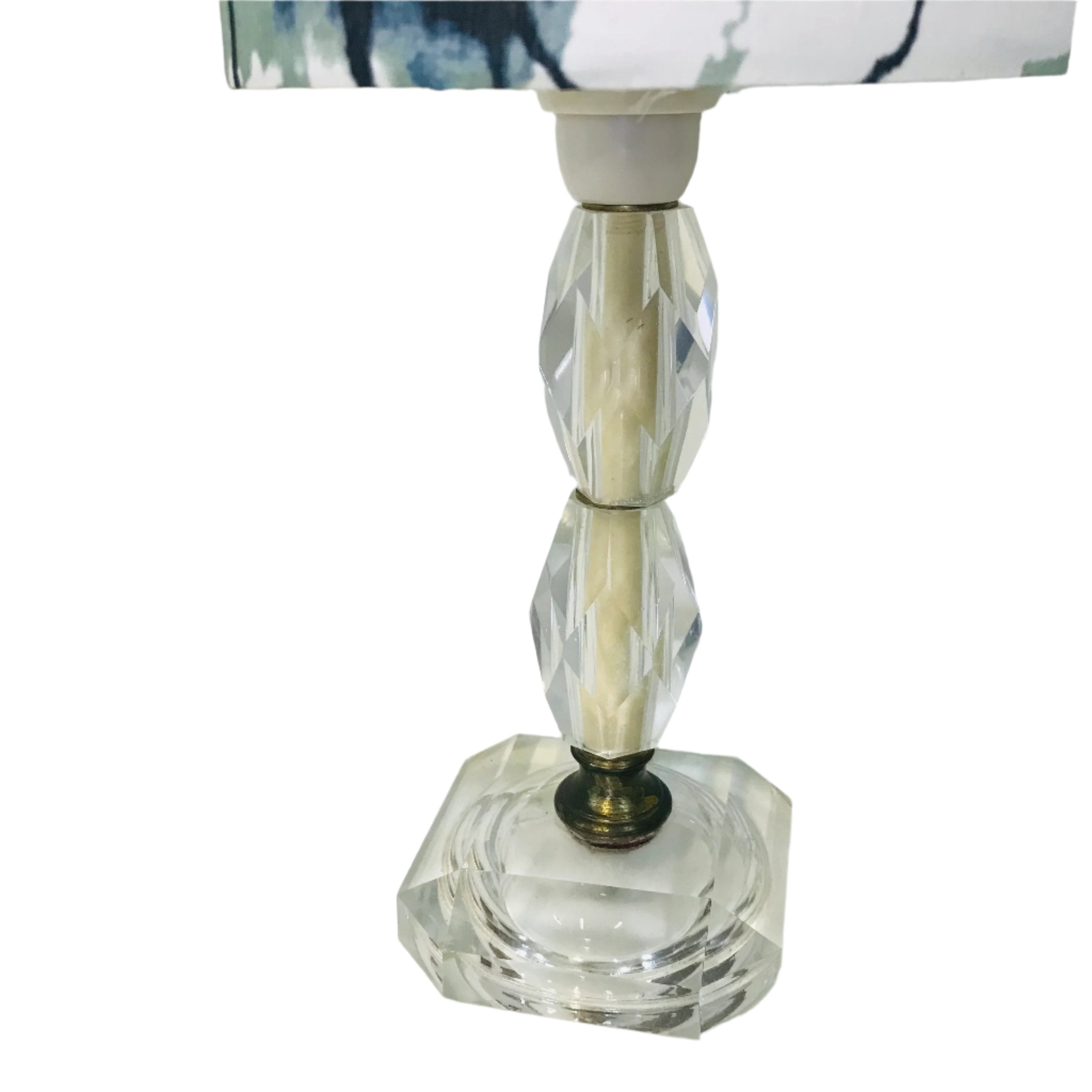 Abstract Branches Cut Glass Small Table Lamp