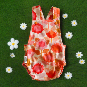 Baby Toddler Summer Romper - Orange Native Floral