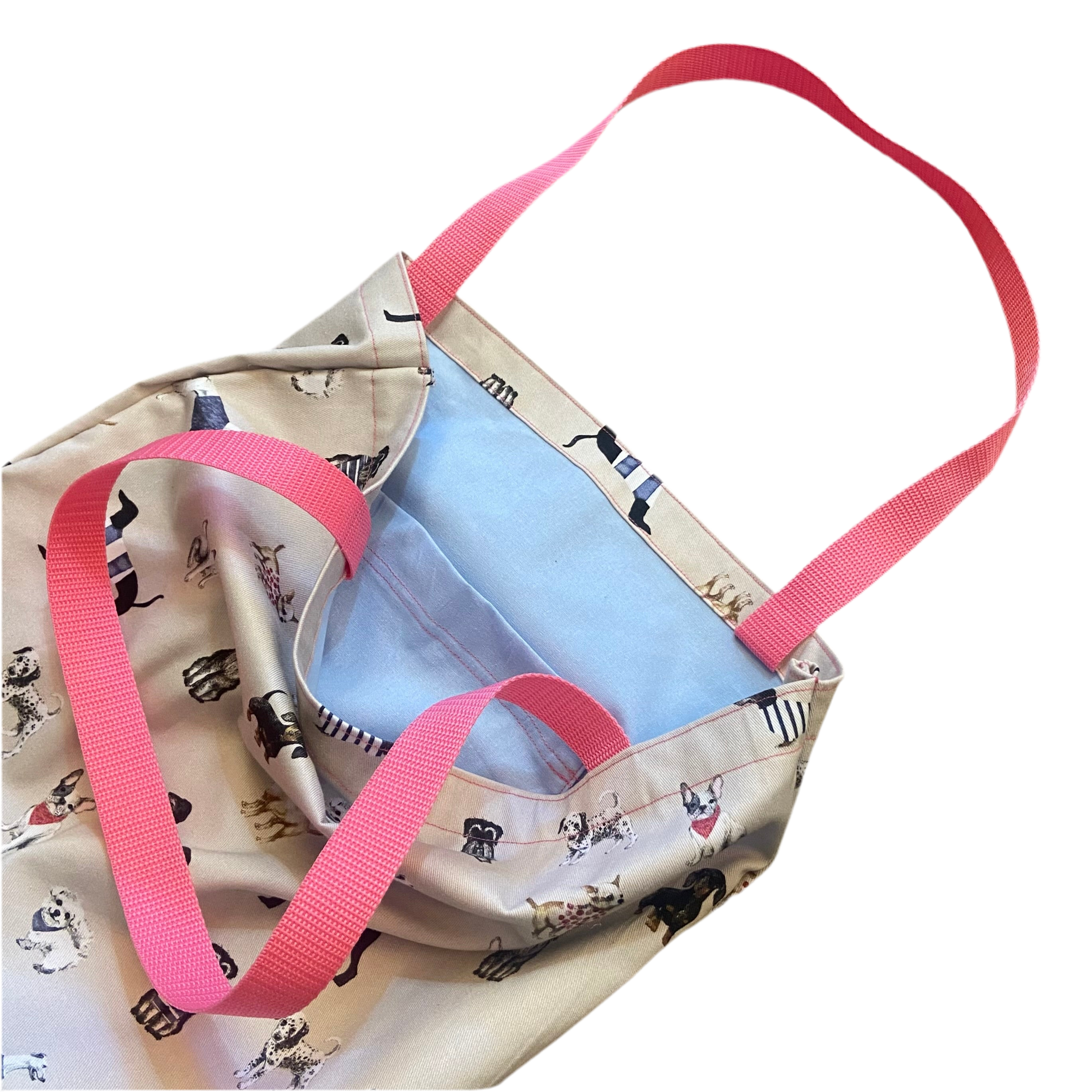 Handmade Fabric Tote Bags with Webbed Shoulder Strapes