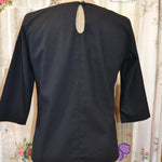 Women's Handmade Keyhole Top - Black Linen blend