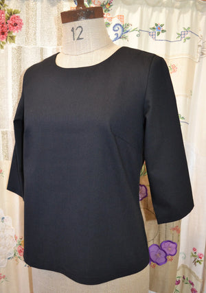 Women's Handmade Keyhole Top - Black Linen blend