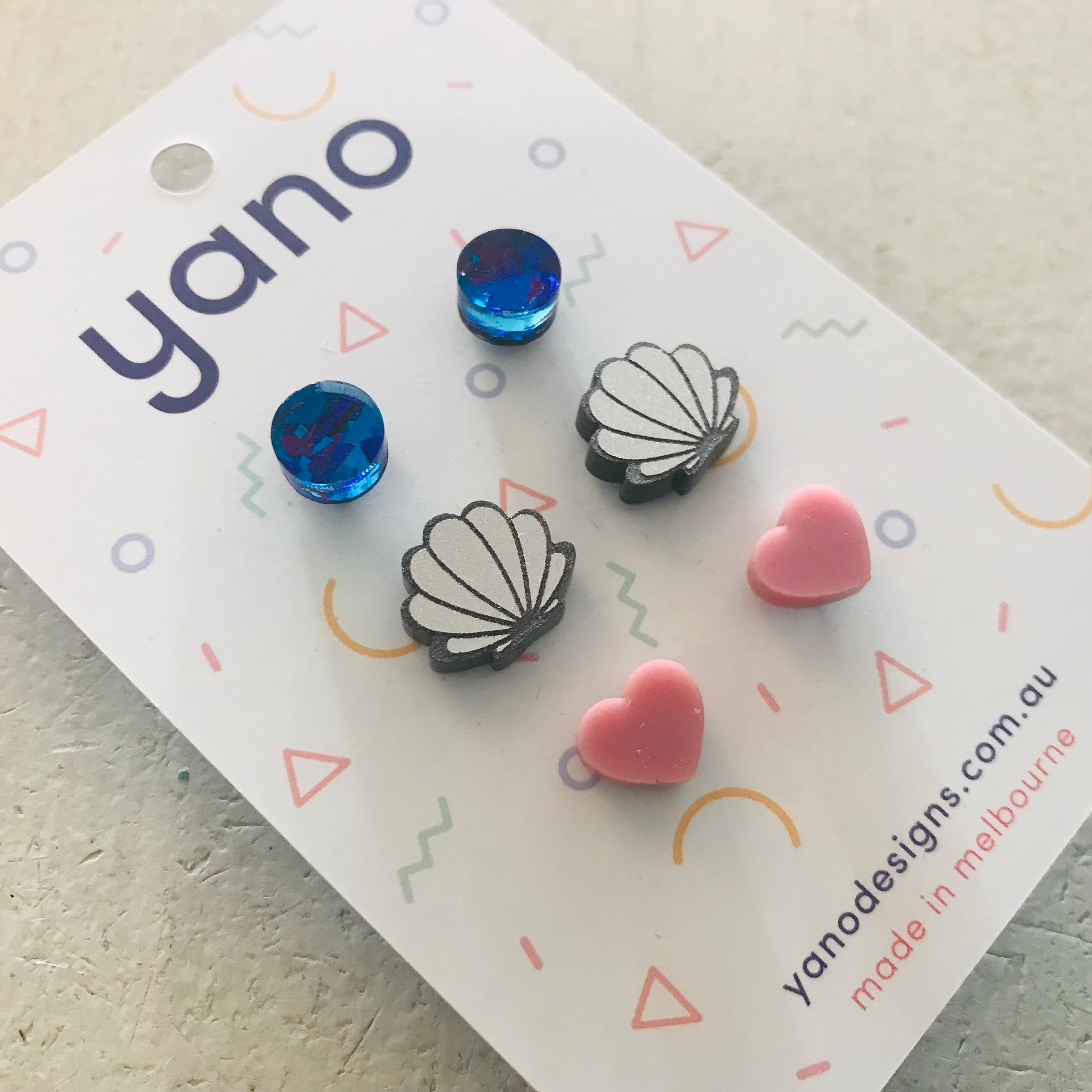 3 Pack of Laser Cut Acrylic Stud Earrings - gift pack