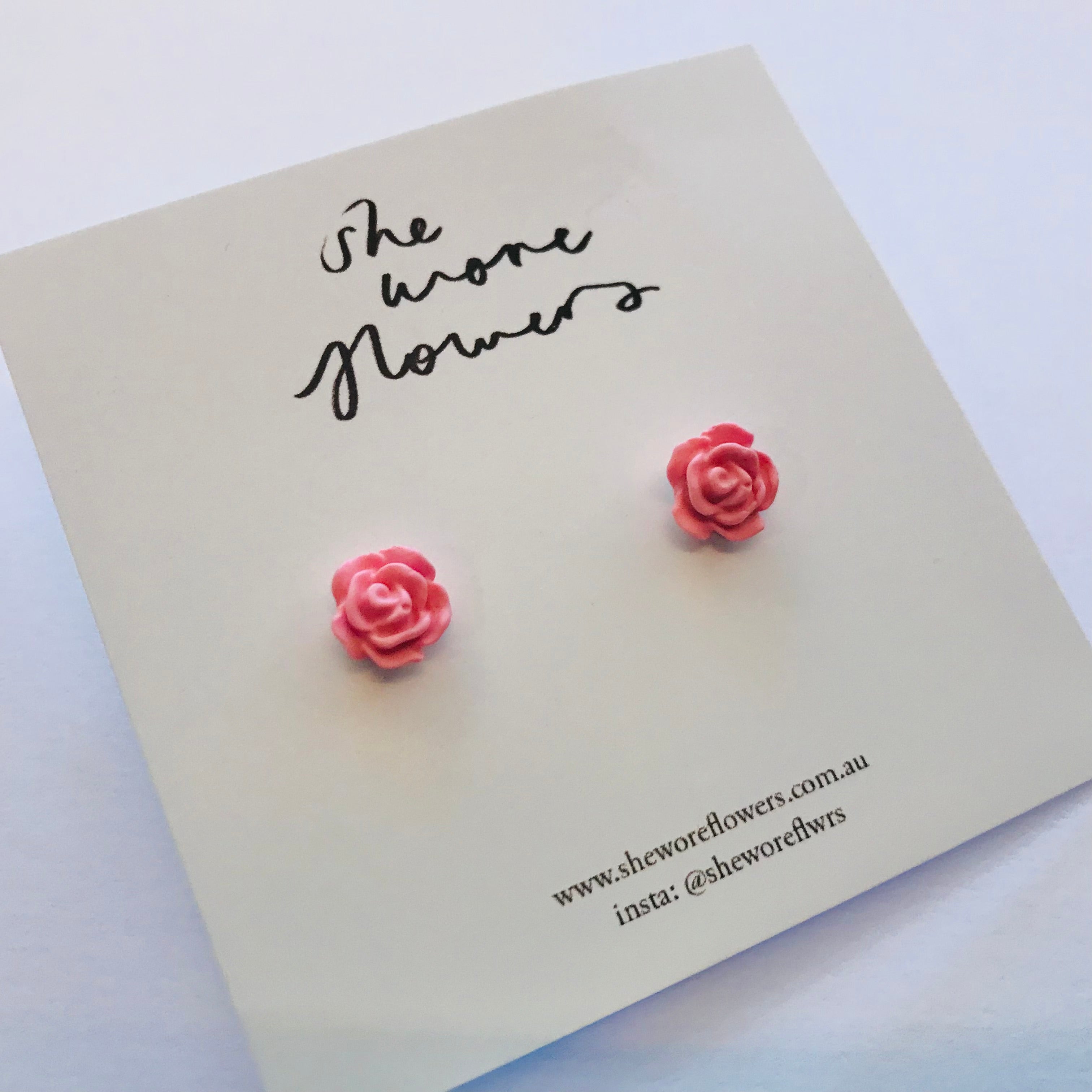 Floral Polymer Clay Mini Rose Stud Earrings