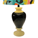 Black & Ercu Table Lamp with Abstract Leaves Shade