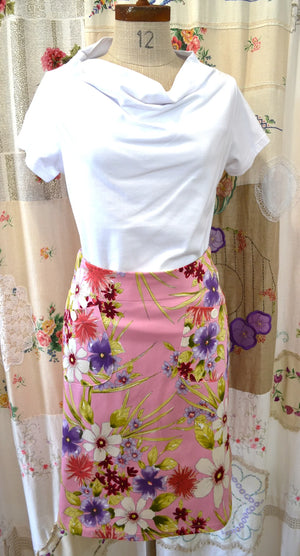 Women's Handmade Pocket Skirt - Pink Watercolour ** ON SALE **