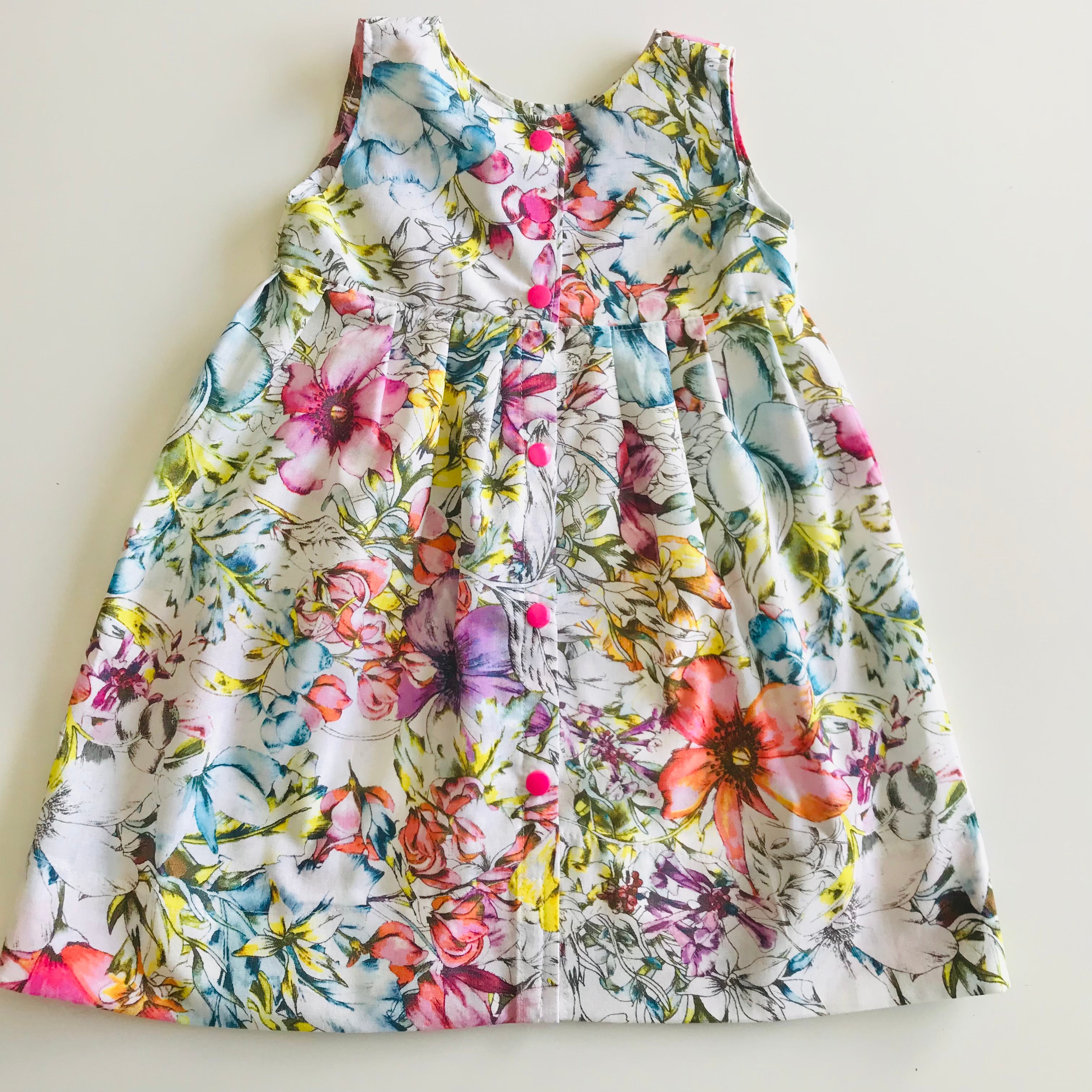 Girls empire handmade dress - Pastel Floral