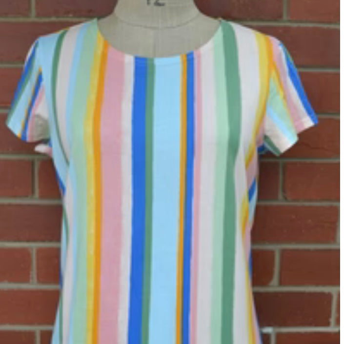 Women's Handmade Organic Cotton Tee - Candy stripe