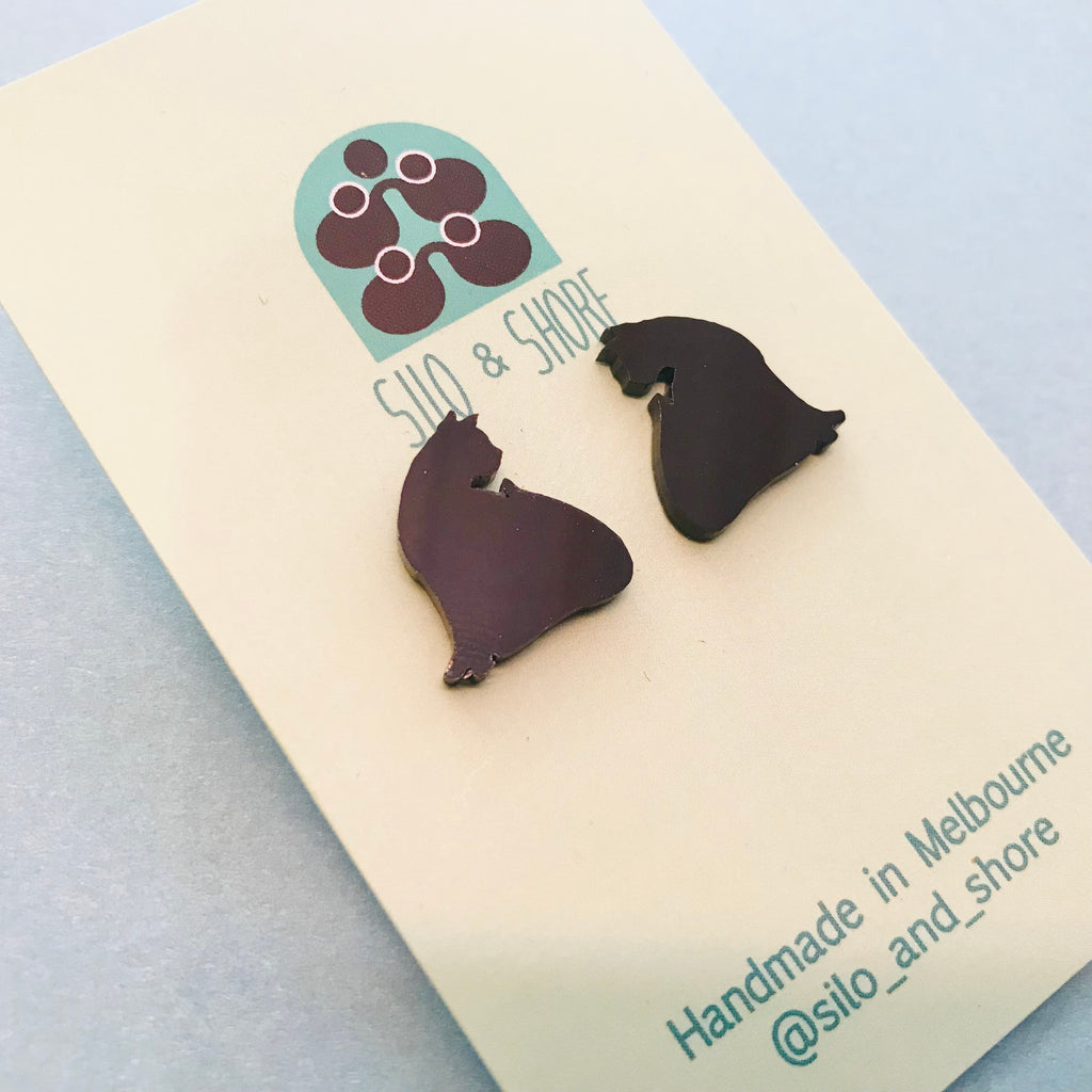 Art Deco Acrylic Stud Earrings - Cats