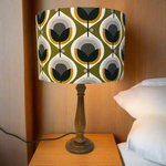 Custom Lamp Shade only - Barkcloth Geo Flower in Olive