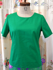 Women's Handmade Keyhole Top - Emerald Cotton