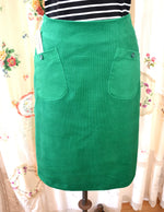 Women's Handmade Corduroy Pocket Skirt - Emerald Green