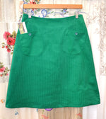 Women's Handmade Corduroy Pocket Skirt - Emerald Green