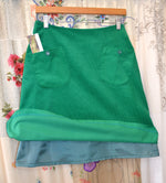 Women's Handmade Corduroy Pocket Skirt - Emerald Green