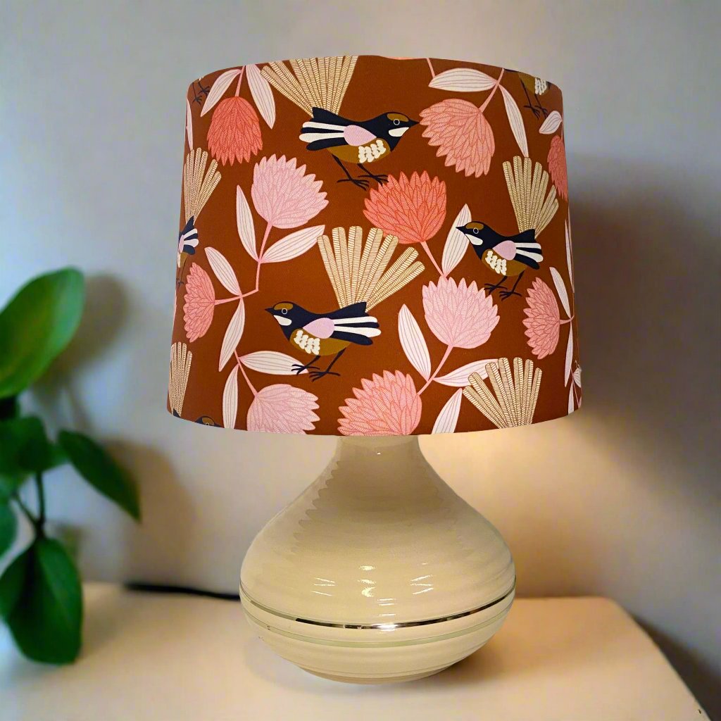 Biscuit with Gold Trim Ceramic Table Lamp With Mocha Wren Shade