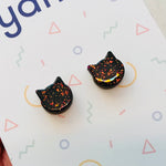 Cat Laser Cut Timber Stud Earrings