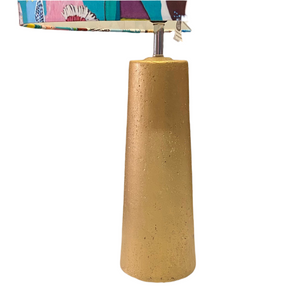 Gold Concrete Pillar Table Lamp with Birdie Paradise Shade - PAIR AVAILABLE