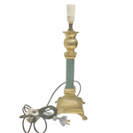 Lamp Base Only - Teal & Brass Ornate Column Table Lamp