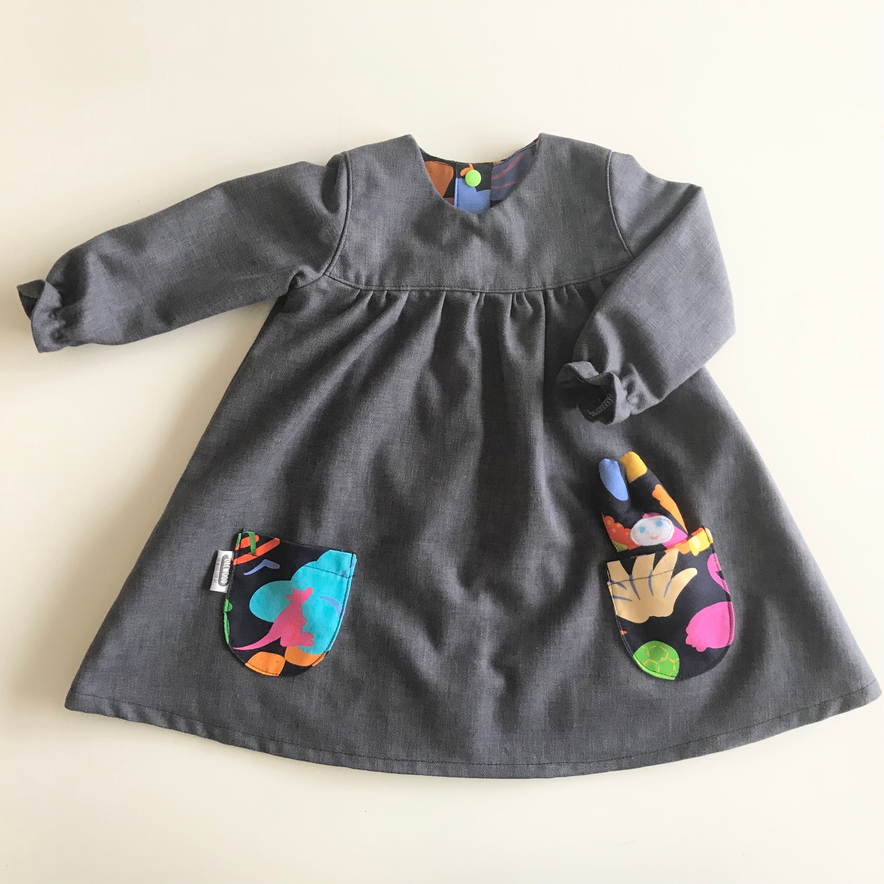 Girls Long Sleeved Marigold Dress - Denim & Down Under Print