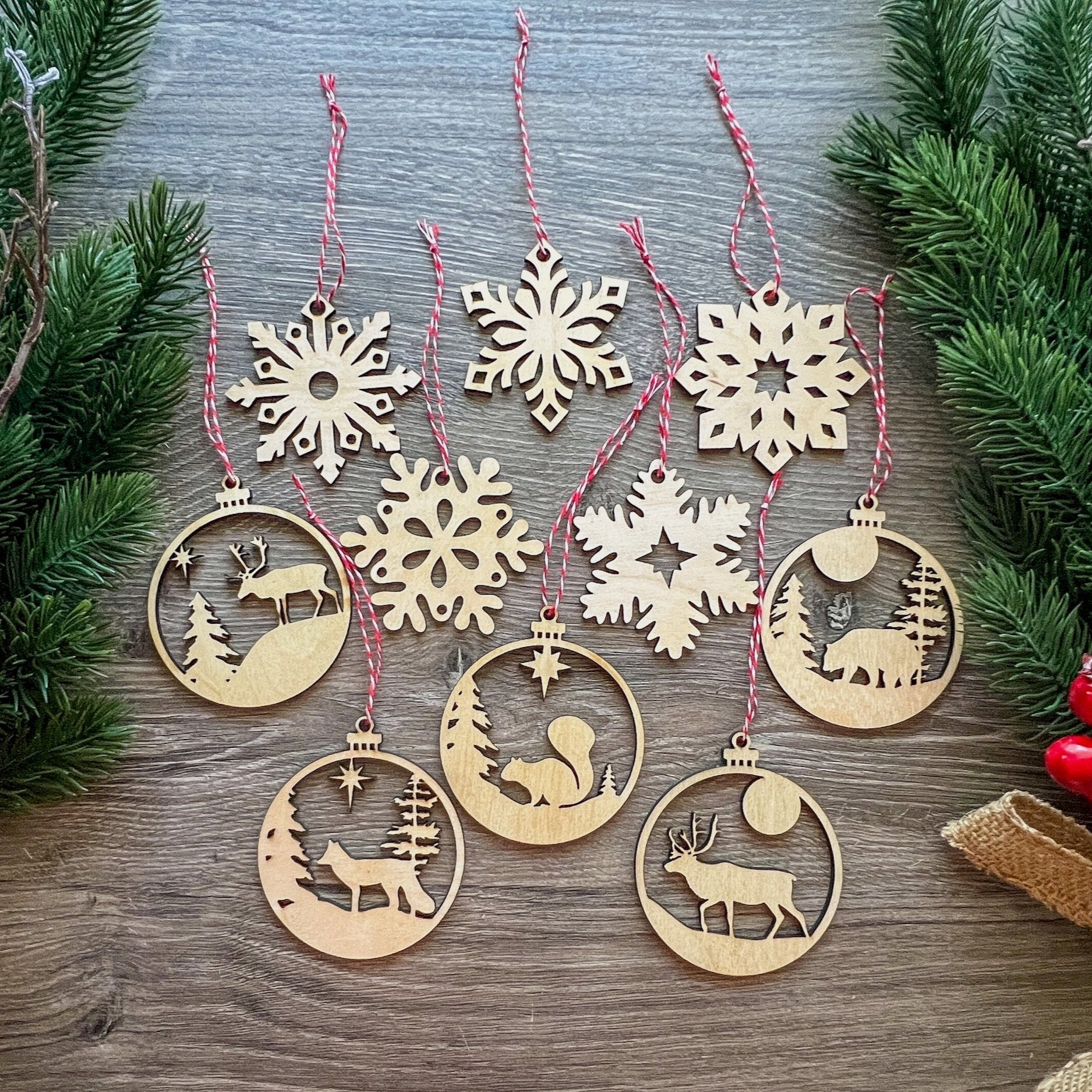 Wooden Christmas Decorations - individual