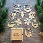 Wooden Christmas Decorations - 10 Pack