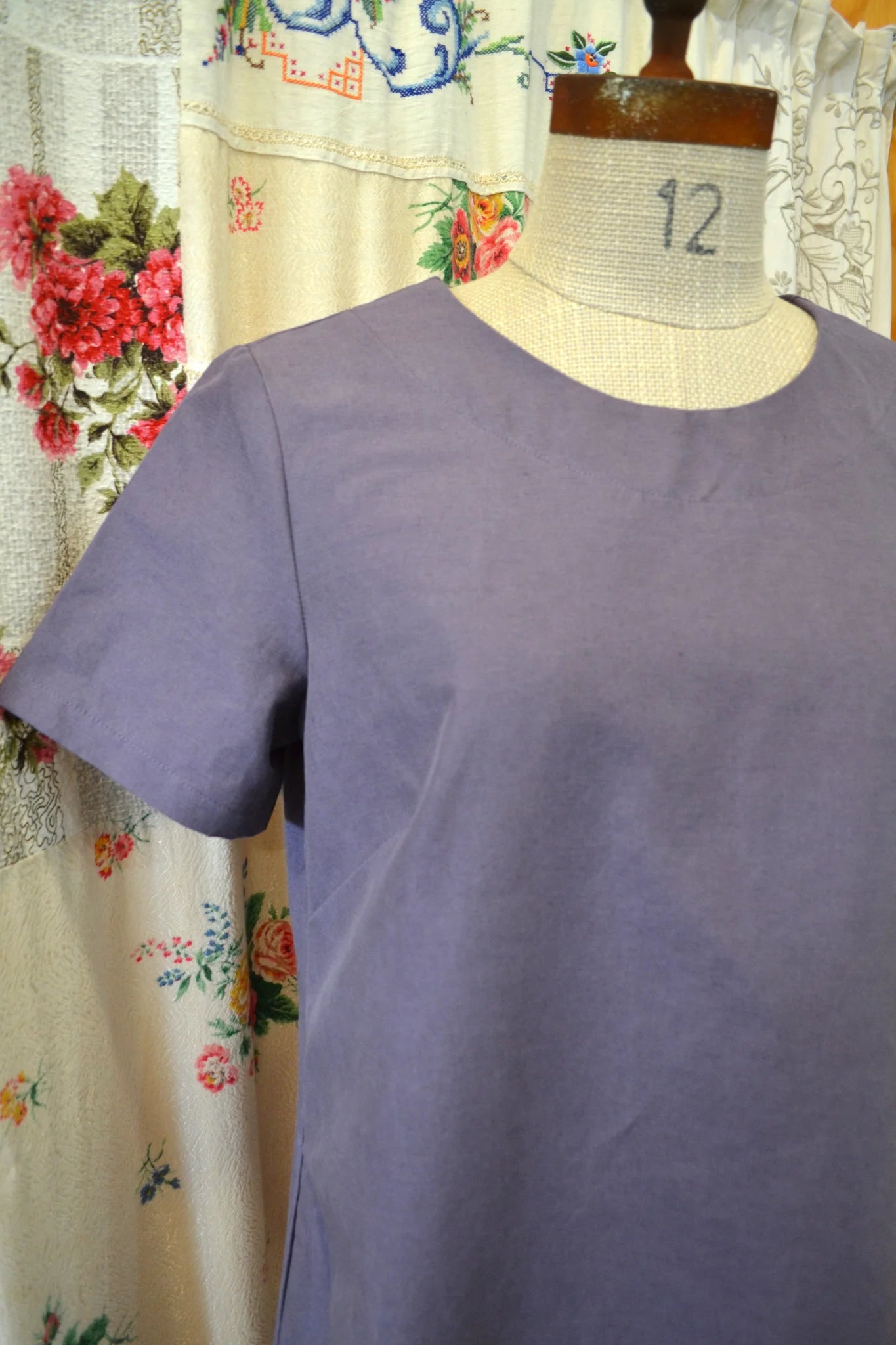 Women's Handmade Lantern Dress - Amethyst Linen blend