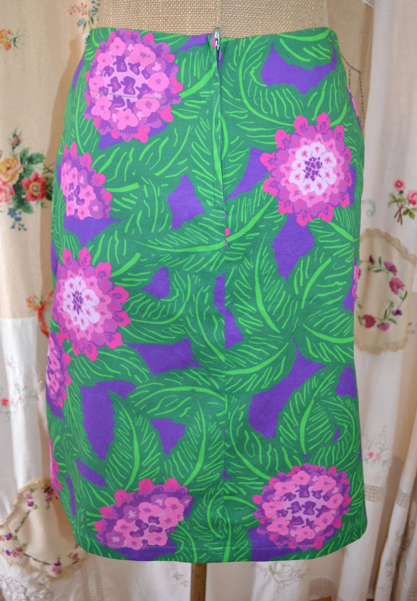 Women's Handmade Pocket Skirt - Purple Posy