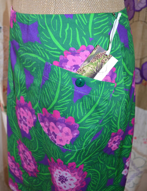 Women's Handmade Pocket Skirt - Purple Posy