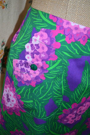 Women's Handmade Pocket Skirt - Purple Posy