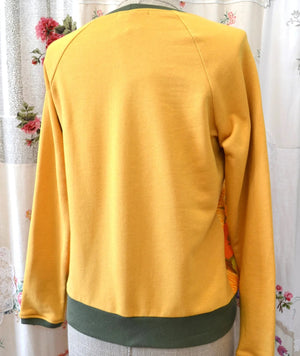 Women's Handmade Long Sleeve Raglan Top - Sunshine Floral Cotton