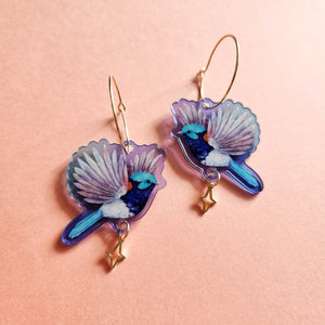 Australian Flying Fairy Wren Statement Earring Collection