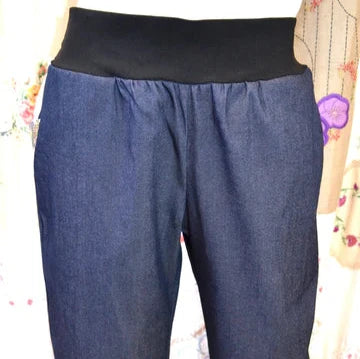 Women's Handmade Band Pants - Stretch Denim