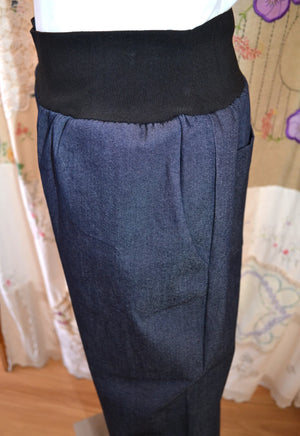 Women's Handmade Band Pants - Stretch Denim