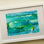 Alcohol Ink Original Art Framed - into the Sea