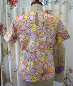 Women's Handmade Short Sleeve Keyhole Top - passionflower ** ON SALE **