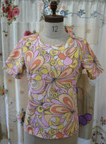 Women's Handmade Short Sleeve Keyhole Top - passionflower ** ON SALE **