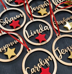 Christmas Personalised Decorations - Lasercut Plywood with Acrylic Star