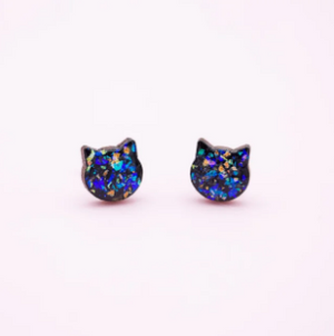 Cat Laser Cut Timber Stud Earrings