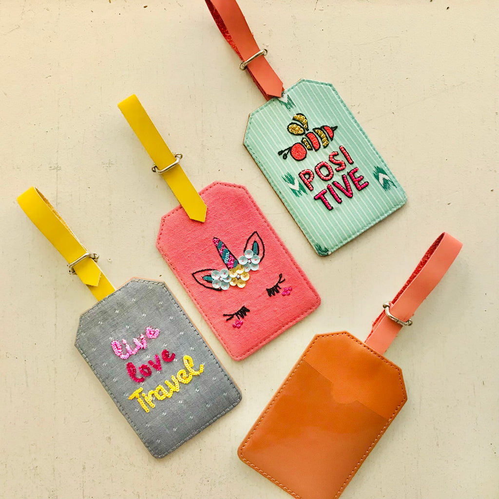 Hand Embroidered Bead Detail Luggage Tags **ON SALE**