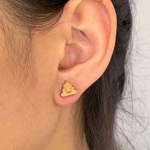 Poo Emoji Laser Cut Stud Earrings