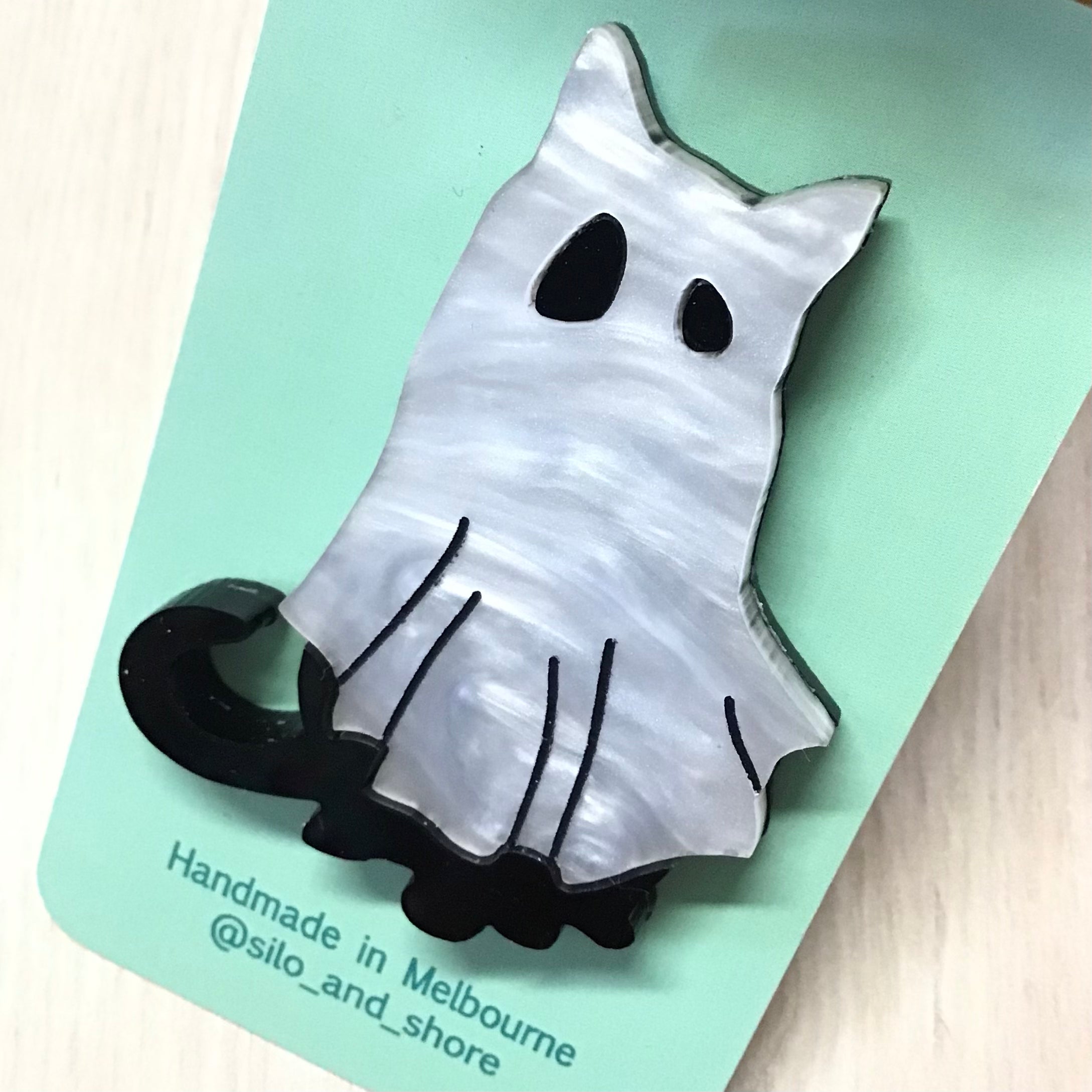 Art Deco Acrylic Brooch - My Cat Likes Halloween Series