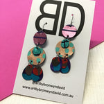 Hand painted leather bold statement earrings - The Juno