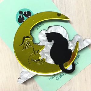 Art Deco Acrylic Brooch - My Cat Likes Halloween Series