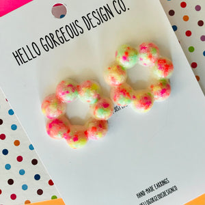 Polymer Clay Handmade Earrings - Fluoro Speckle