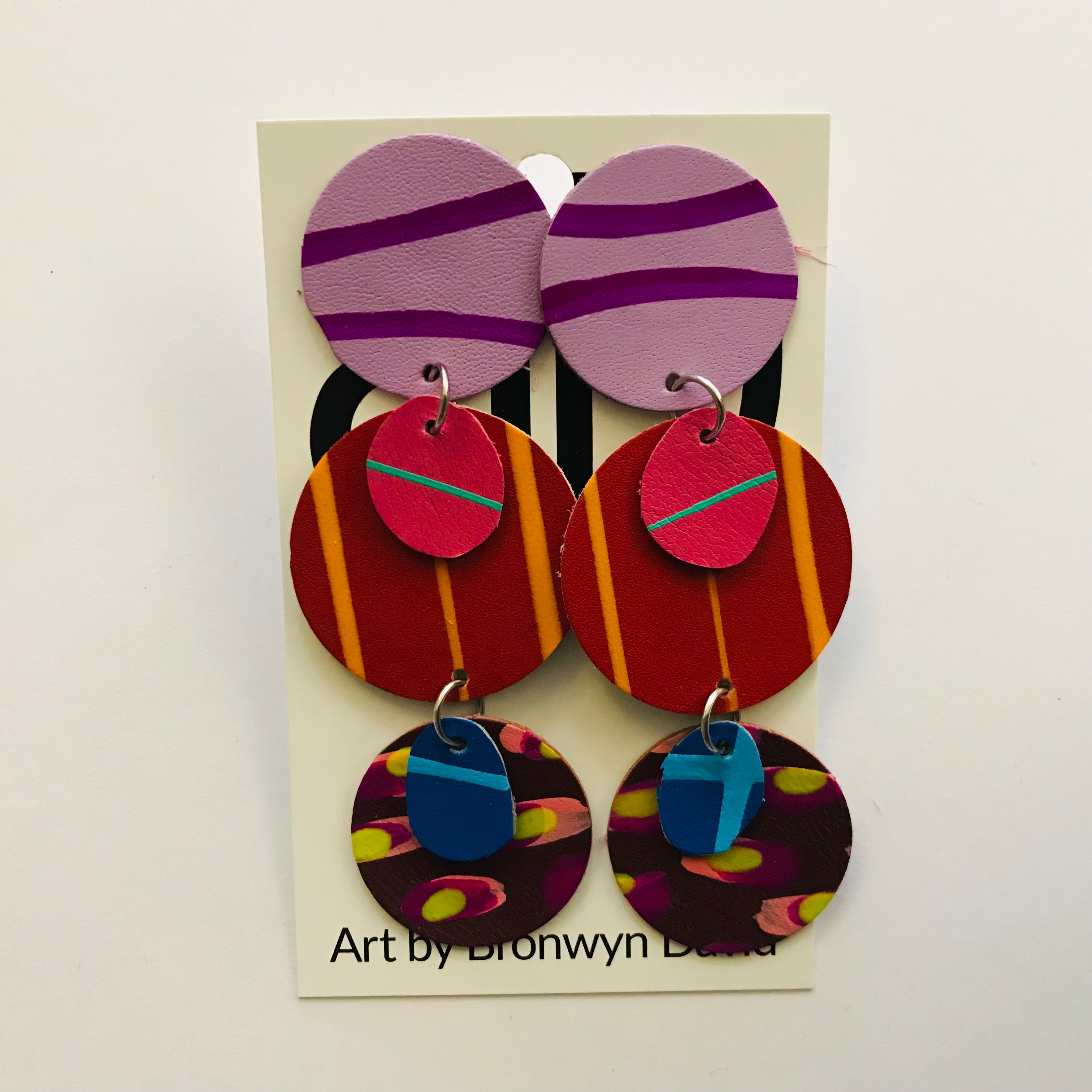 Hand painted leather bold statement earrings - The Juno