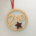 Christmas Personalised Decorations - Lasercut Plywood with Acrylic Star