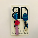 Hand painted leather bold statement earrings - The Oddie